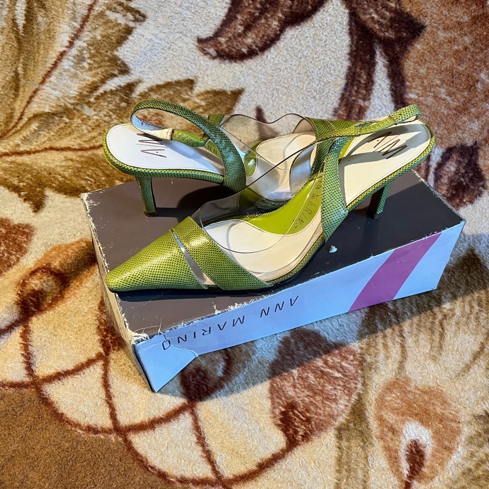 Ann Marino Green Slingback Heels